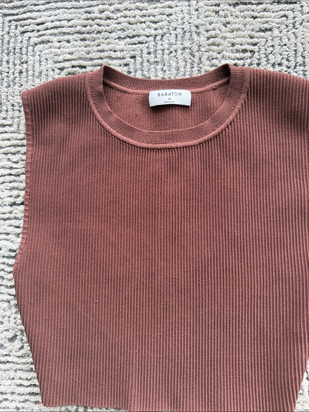 Babaton Sleeveless Ribbed Knit Top - Mauve Brown